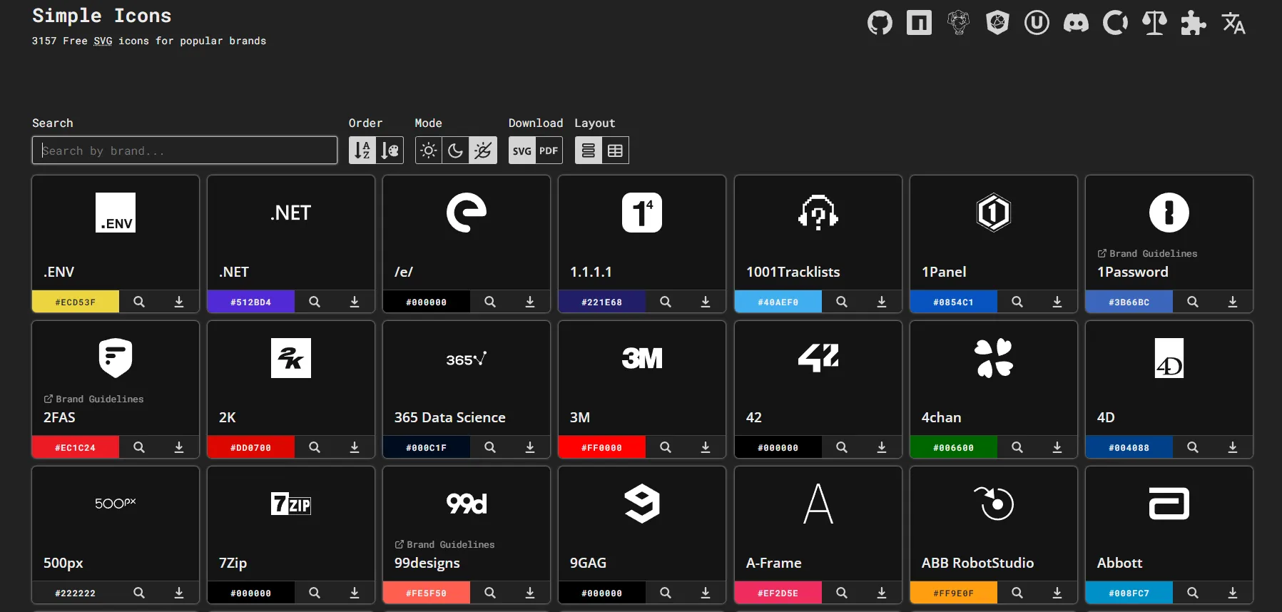 Simpleicons website screenshot
